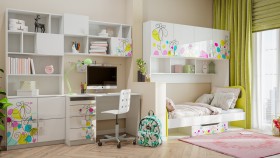 Детская комната Флер (Белый/корпус Выбеленное дерево) в Заринске - zarinsk.katalogmebeli.com | фото 2