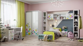 Детская комната Флер (Белый/корпус Выбеленное дерево) в Заринске - zarinsk.katalogmebeli.com | фото