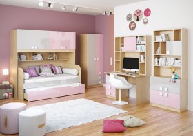 Детская комната Грэйси (Розовый/Серый/корпус Клен) в Заринске - zarinsk.katalogmebeli.com | фото 2