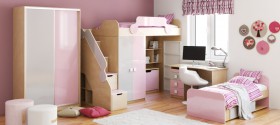 Детская комната Грэйси (Розовый/Серый/корпус Клен) в Заринске - zarinsk.katalogmebeli.com | фото 5