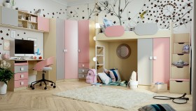 Детская комната Грэйси (Розовый/Серый/корпус Клен) в Заринске - zarinsk.katalogmebeli.com | фото