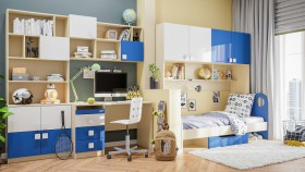 Детская комната Скай Люкс (Синий/Белый/корпус Клен) в Заринске - zarinsk.katalogmebeli.com | фото 9