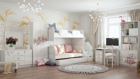 Детская комната Совушки (Белый/корпус Выбеленное дерево) в Заринске - zarinsk.katalogmebeli.com | фото 3