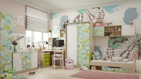 Детская комната Твит (Белый/Зеленый/корпус Клен) в Заринске - zarinsk.katalogmebeli.com | фото