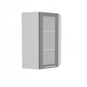 Гарда ВПУС 550 шкаф верхний угловой со стеклом высокий (Белый патина/корпус Серый) в Заринске - zarinsk.katalogmebeli.com | фото