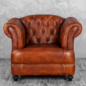Кресло кожаное Лофт Честер-Нью (Коричневый, Рыжий) в Заринске - zarinsk.katalogmebeli.com | фото 7