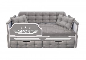 Кровать 160 серии Спорт 2 ящика 45 Серый (подушки) в Заринске - zarinsk.katalogmebeli.com | фото