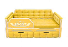 Кровать 160 серии Спорт 2 ящика 74 Жёлтый (мягкие боковые накладки) в Заринске - zarinsk.katalogmebeli.com | фото 1