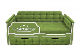 Кровать 160 серии Спорт 2 ящика 76 Зелёный (мягкие боковые накладки) в Заринске - zarinsk.katalogmebeli.com | фото