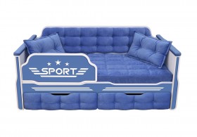 Кровать 160 серии Спорт 2 ящика 85 Синий (подушки) в Заринске - zarinsk.katalogmebeli.com | фото