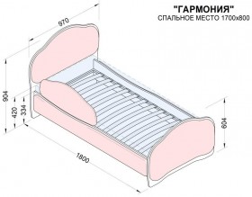 Кровать 170 Гармония 18 Бордовый (мягкий бортик) в Заринске - zarinsk.katalogmebeli.com | фото 2
