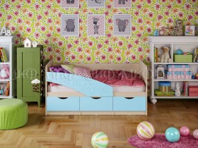 Кровать Бабочки 1,6м (Голубой матовый) в Заринске - zarinsk.katalogmebeli.com | фото 1