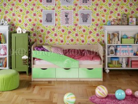 Кровать Бабочки 1,6м (Салатовый металлик) в Заринске - zarinsk.katalogmebeli.com | фото