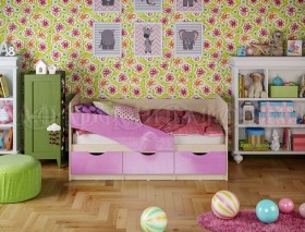 Кровать Бабочки 1,6м (Сиреневый металлик) в Заринске - zarinsk.katalogmebeli.com | фото 1