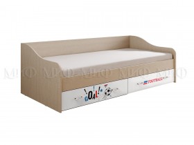 Кровать Boy Вега 0,9 м (Дуб беленый/Белый глянец/фотопечать) в Заринске - zarinsk.katalogmebeli.com | фото