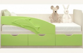 Кровать детская 1,6м Дельфин (Салатовый металлик) в Заринске - zarinsk.katalogmebeli.com | фото 1