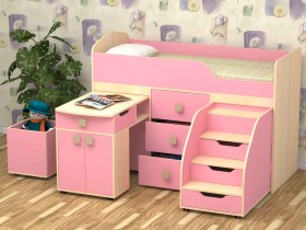 Кровать детская Фея 1.6 Дуб молочный/Розовый в Заринске - zarinsk.katalogmebeli.com | фото