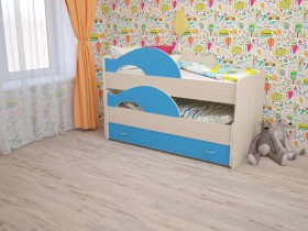 Кровать детская Радуга 1600 Млечный дуб/Голубой в Заринске - zarinsk.katalogmebeli.com | фото