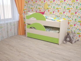 Кровать детская Радуга 1600 Млечный дуб/Салатовый в Заринске - zarinsk.katalogmebeli.com | фото