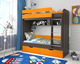 Кровать двухъярусная Юниор-5  Бодего/Оранжевый в Заринске - zarinsk.katalogmebeli.com | фото