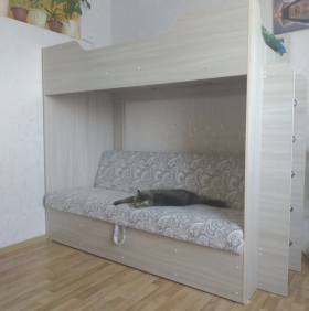 Кровать двухъярусная с диваном (Беленый дуб) в Заринске - zarinsk.katalogmebeli.com | фото