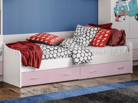 Кровать Fashion-1 Вега 0,9 м (Белый/Розовый) в Заринске - zarinsk.katalogmebeli.com | фото