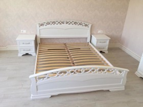 Кровать Грация-1 из массива сосны 1600*2000 Белый античный в Заринске - zarinsk.katalogmebeli.com | фото 9