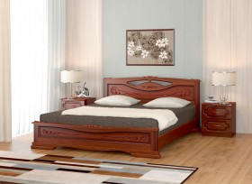 Кровать Карина-7 из массива сосны 1400*2000 Орех в Заринске - zarinsk.katalogmebeli.com | фото 1