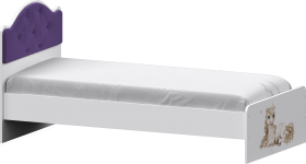 Кровать Каспер с мягкой спинкой и фотопечатью (800х1900)Белый/Фиолетовый в Заринске - zarinsk.katalogmebeli.com | фото