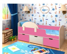 Кровать Малыш-мини Дуб молочный/Розовый в Заринске - zarinsk.katalogmebeli.com | фото 1