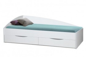 Кровать одинарная "Фея - 3" (асимметричная) (2000х900) New/(белый / белый / ДВПО белый) в Заринске - zarinsk.katalogmebeli.com | фото 2
