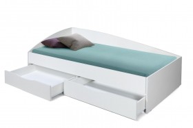 Кровать одинарная "Фея - 3" (асимметричная) (2000х900) New/(белый / белый / ДВПО белый) в Заринске - zarinsk.katalogmebeli.com | фото 3