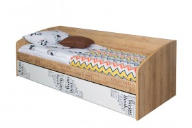 Кровать с 2 ящиками «Оксфорд» (Ривьера/Белый с рисунком) в Заринске - zarinsk.katalogmebeli.com | фото 3