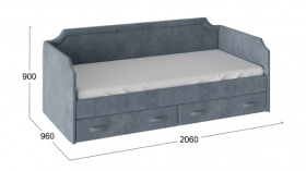 Кровать с мягкой обивкой и ящиками «Кантри» Тип 1 (900) (Замша синяя) в Заринске - zarinsk.katalogmebeli.com | фото 3