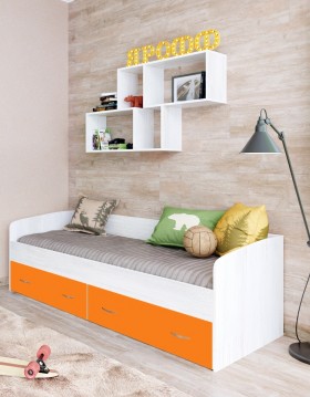 Кровать с выкатными ящиками Винтерберг/Оранжевый в Заринске - zarinsk.katalogmebeli.com | фото