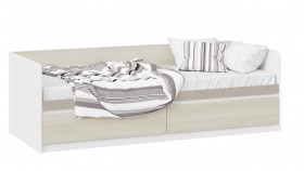 Кровать «Сканди» с 2 ящиками Дуб Гарден/Белый/Глиняный серый в Заринске - zarinsk.katalogmebeli.com | фото 1