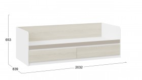 Кровать «Сканди» с 2 ящиками Дуб Гарден/Белый/Глиняный серый в Заринске - zarinsk.katalogmebeli.com | фото 3