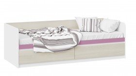 Кровать «Сканди» с 2 ящиками Дуб Гарден/Белый/Лиловый в Заринске - zarinsk.katalogmebeli.com | фото 1