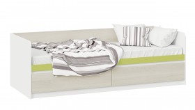 Кровать «Сканди» с 2 ящиками Дуб Гарден/Белый/Зеленый в Заринске - zarinsk.katalogmebeli.com | фото 1