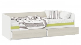 Кровать «Сканди» с 2 ящиками Дуб Гарден/Белый/Зеленый в Заринске - zarinsk.katalogmebeli.com | фото 2