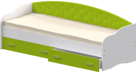 Кровать Софа-7 с мягкой спинкой (800х1900) Белый/Лайм в Заринске - zarinsk.katalogmebeli.com | фото