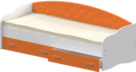Кровать Софа-7 с мягкой спинкой (800х1900) Белый/Оранжевый в Заринске - zarinsk.katalogmebeli.com | фото 1