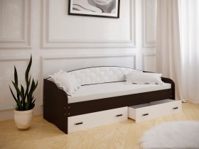 Кровать Софа-7 с мягкой спинкой (800х1900) Венге/ Белый в Заринске - zarinsk.katalogmebeli.com | фото