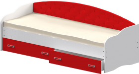 Кровать Софа-8 с мягкой спинкой (900х1900) Белый/Красный в Заринске - zarinsk.katalogmebeli.com | фото