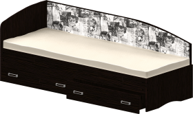 Кровать Софа-9 с мягкой спинкой с рисунком Милана (900х1900) Венге в Заринске - zarinsk.katalogmebeli.com | фото