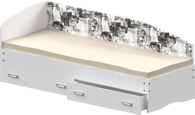 Кровать Софа-9 с мягкой спинкой с рисунком Милана (900х2000) Белый в Заринске - zarinsk.katalogmebeli.com | фото 1