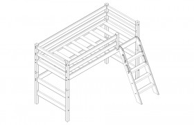 Кровать Соня вариант 6 полувысокая с наклонной лестницей Лаванда в Заринске - zarinsk.katalogmebeli.com | фото 2