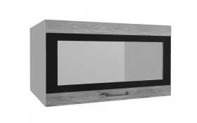 Лофт ВПГСФ 800 шкаф верхний горизонтальный со стеклом высокий с фотопечатью (Дуб майский/корпус Серый) в Заринске - zarinsk.katalogmebeli.com | фото