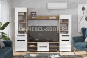 Мебель для гостиной МГС 6 (Исполнение 1/Дуб золотой/Белый глянец) в Заринске - zarinsk.katalogmebeli.com | фото