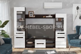 Мебель для гостиной МГС 6 (Исполнение 1/Венге/Белый глянец) в Заринске - zarinsk.katalogmebeli.com | фото 1